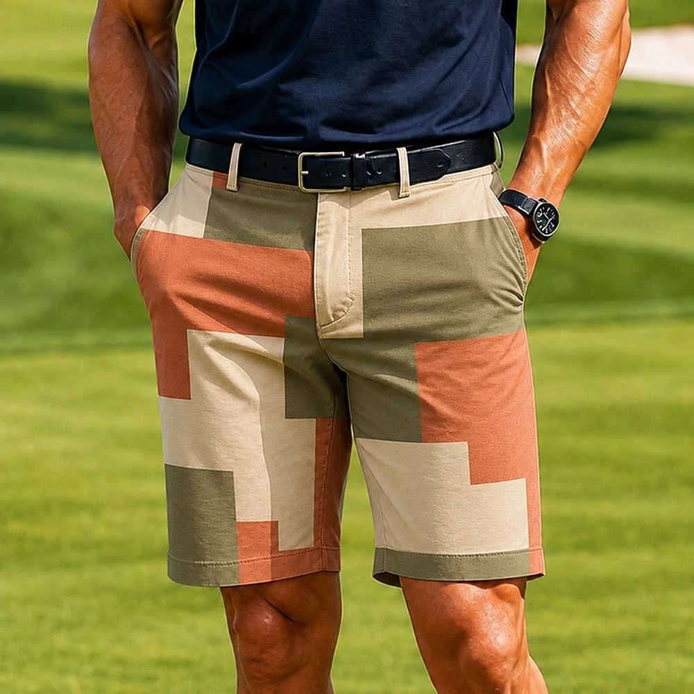 Herren Geometrisch Farbblockmuster Farbblockierung Bermudashorts Freizeitshorts Kurze Golfhosen Mittlere Taille Business-Casual Arbeit Golf Strandurlaub Kurze Hose mit flacher Vorderseite und 4 2026 - $25.99 –P3