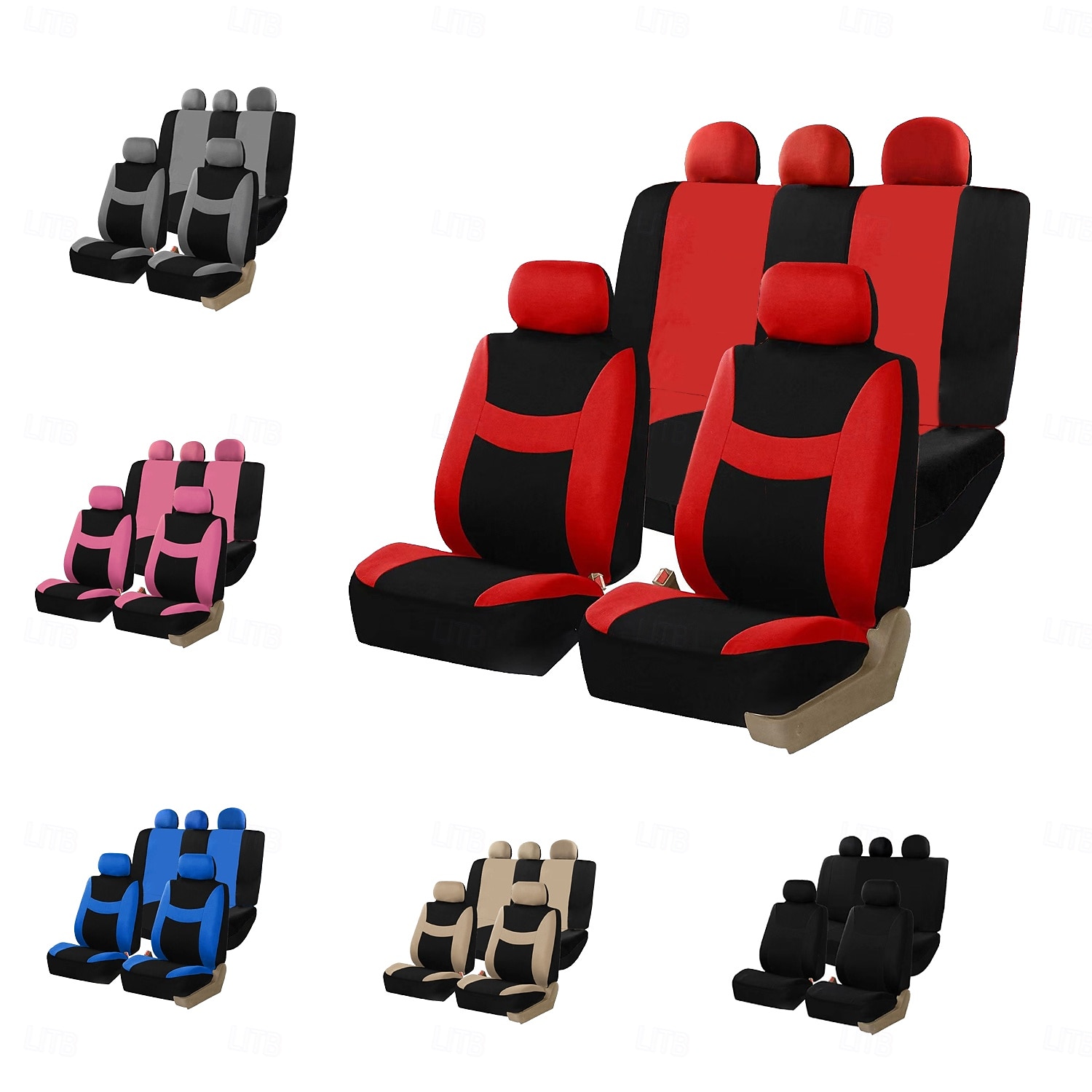Set completo di 9 coprisedili universali per auto, in tessuto a rete di poliestere traspirante, per auto, SUV, berline e camion. Eleganti accessori per interni bicolore, facili da installare. del 2026 a $34.99 –P1