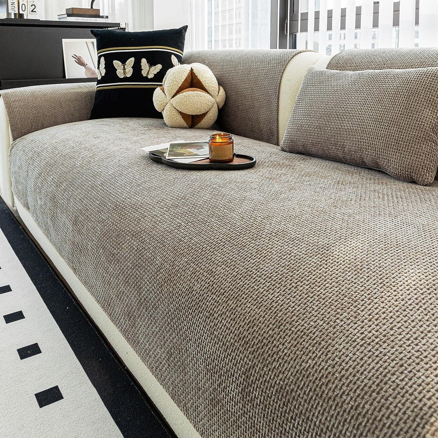 Solid Woven Chenille Sofa Cushion Pad, Anti-Slip Jacquard Couch Mat for All Seasons, Washable Sectional Furniture Protector 2026 - $13.49 –P9