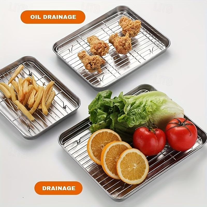 Stainless Steel Baking Sheet Pan with Rack, Heavy Duty Roasting Tray for Oven, Grill & Broiler, Dishwasher Safe Bakeware for Cookies, Bacon, Chicken, Turkey & Vegetables 2026 - $15.99 –P3