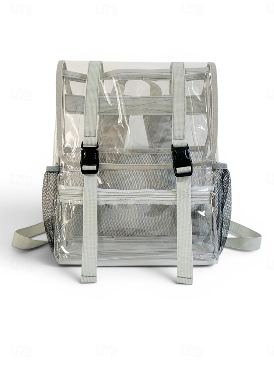 Heavy Duty Clear Backpack Stadium Approved - Transparent PVC School Bag with Dual Buckles & Mesh Pockets for Students, Work, and Travel 2026 - $24.99 –P4