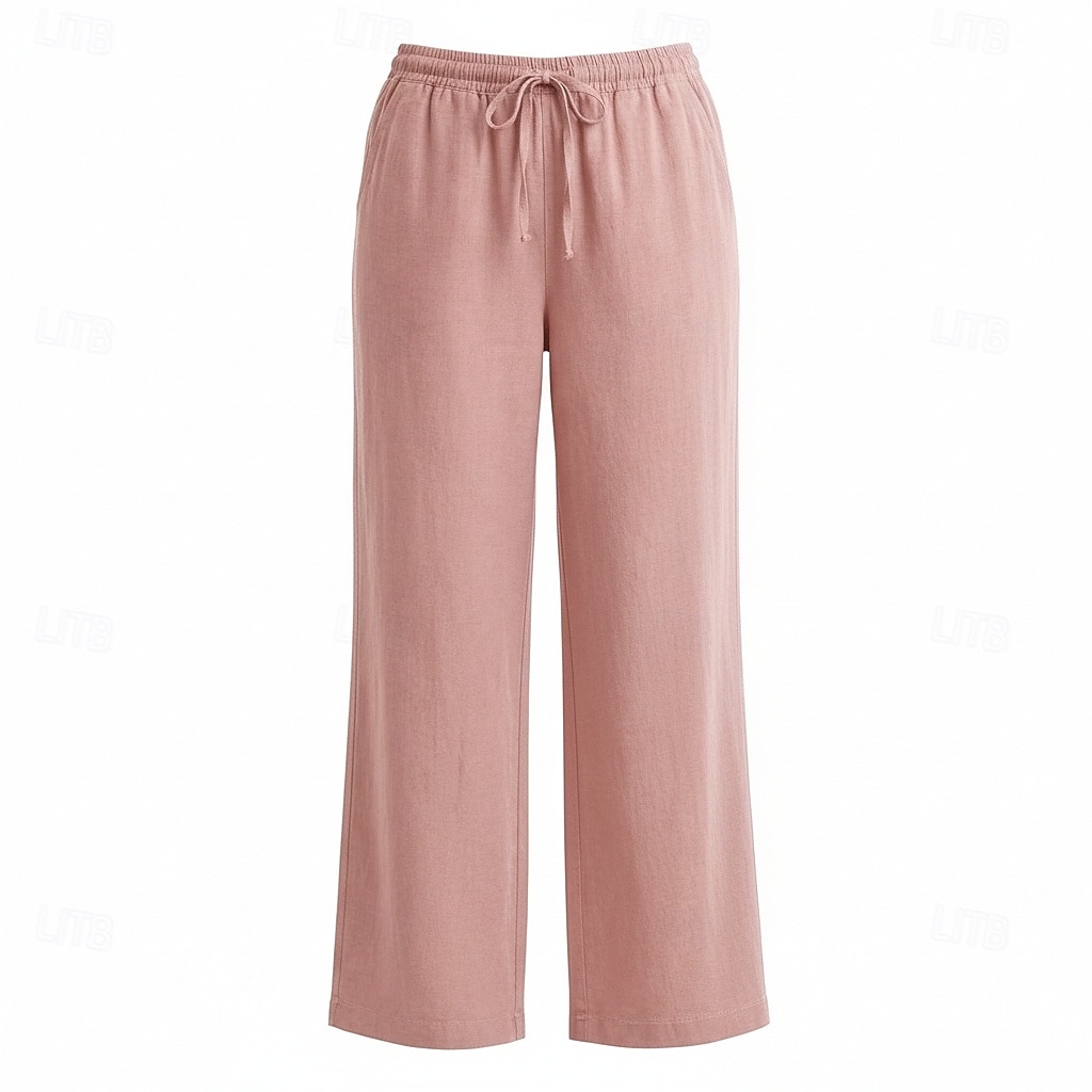 női bő szárú vászon culotte középderekú, teljes hosszúságú, húzózsinóros, zsebes, vakációs bordó, mélyzöld 2026 - $49.99 –P5
