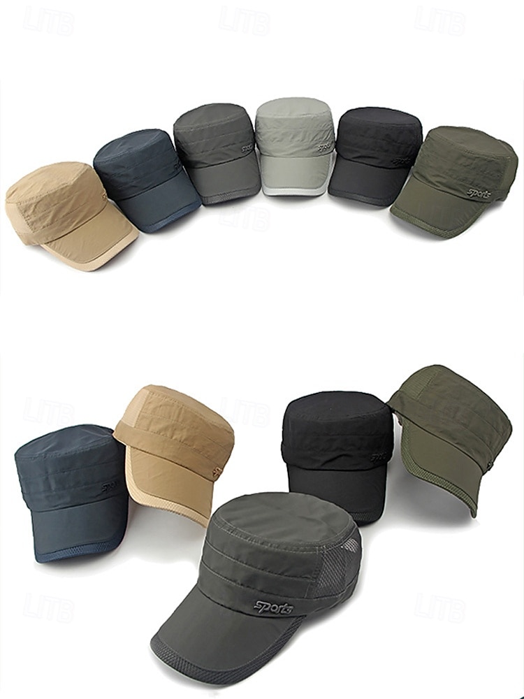 Gorra militar de malla transpirable para hombre, de secado rápido, de poliéster, ajustable, para actividades al aire libre, verano, pesca, senderismo, viajes, golf, varios colores. 2026 - $14.99 –P5