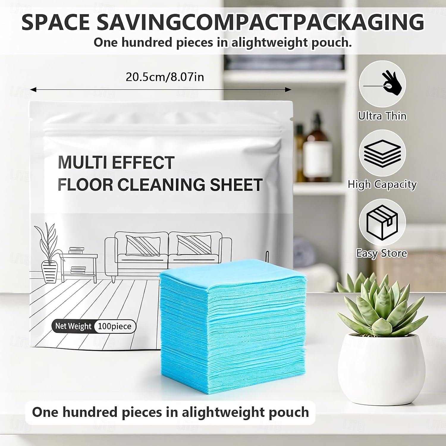 100 Pieces Multi-Effect Floor Cleaning Sheets, Dissolvable Concentrated Mopping Slices for Deep Cleaning, Quick Drying & Streak-Free Floor Cleaner for Hardwood, Tile, Marble, Laminate 2026 - $12.99 –P4