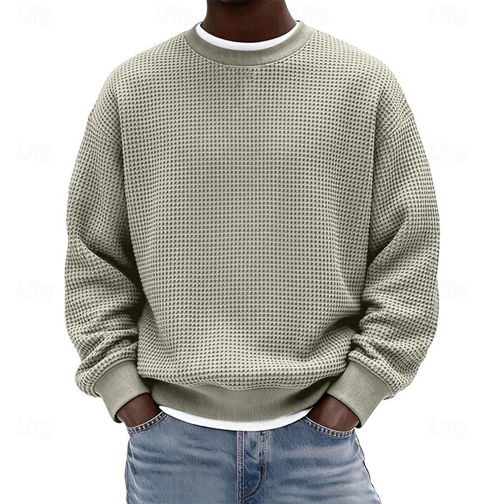 Herre Genser Vaffel genser Genser med hette for genser Vinrød Svart Hvit Lysegrønn Navyblå Crew-hals عادي Med Tekstur Avslappet Daglig Sport & Utendørs Polyester Gatemote Kul Sportsklær Vår & Vinter 2026 - $24.99 –P4