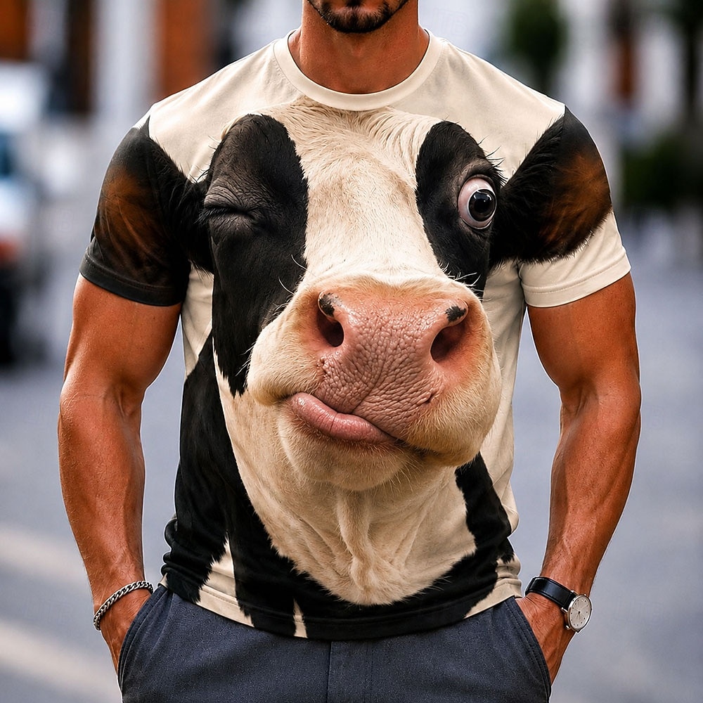 Men's Animal Milk Cows T Shirt Short Sleeve T shirt 3D Print Crew Neck Shirt Funny Casual Daily Street White White 1 White 2 Summer Spring Clothing Apparel S M L XL 2XL 3XL 2026 - $19.99 –P3