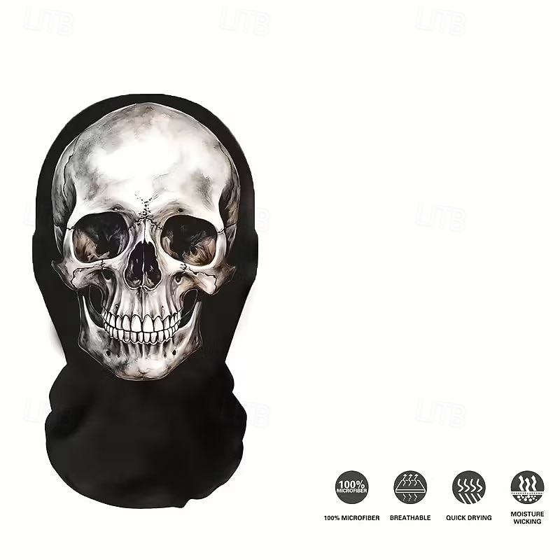 Mască de craniu de Halloween, mască de costum de schelet înfricoșătoare cu față completă, cu deschideri respirabile pentru ochi, recuzită de cosplay horror pentru adulți, casă bântuită, petrecere de 2026 - $9.99 –P7