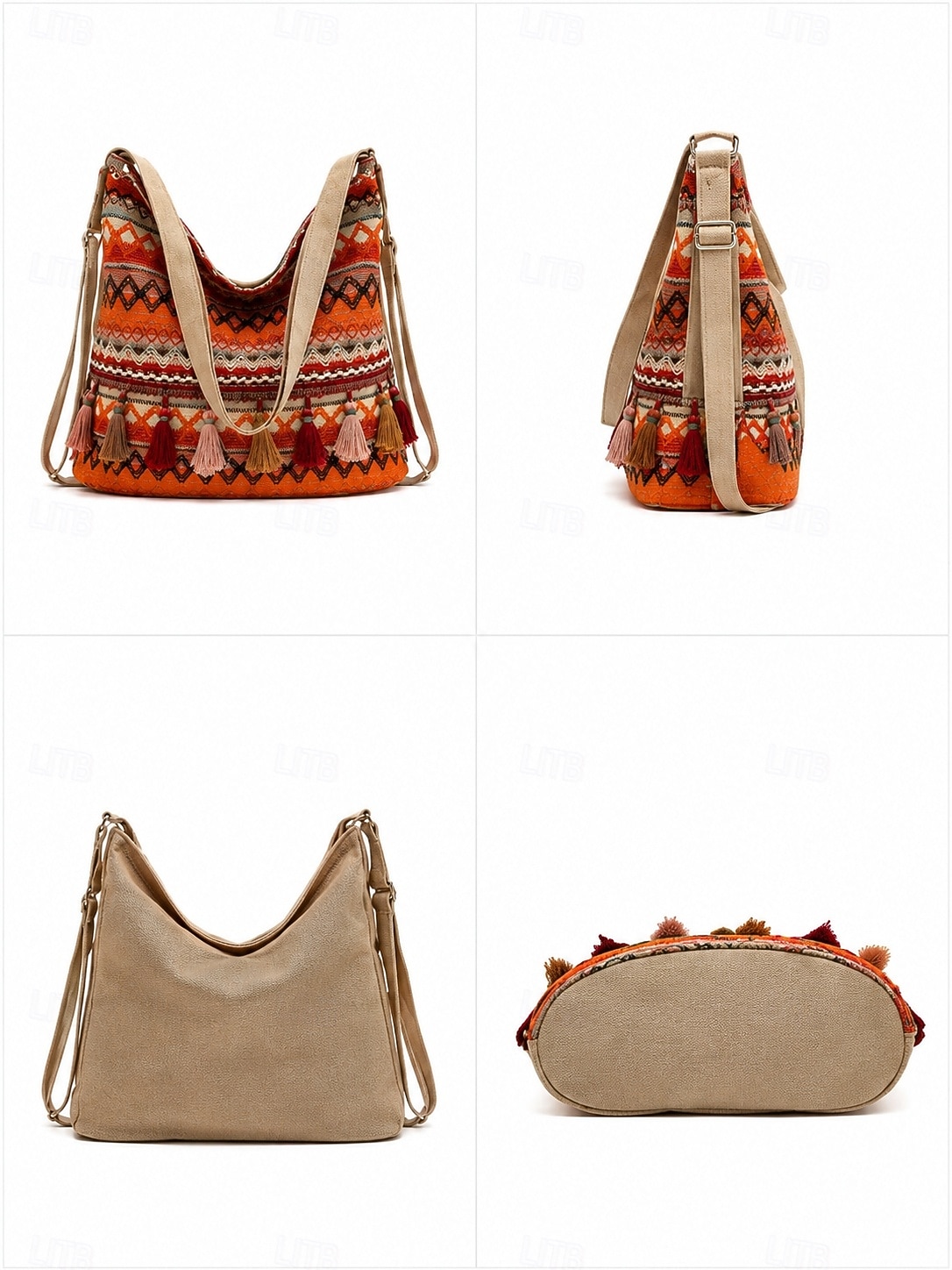 Womens Boho Sac à épaule brodé avec des pompons Sac hobo ethnique pour festivals voyages plage de 2026 ? $16.99 –P3