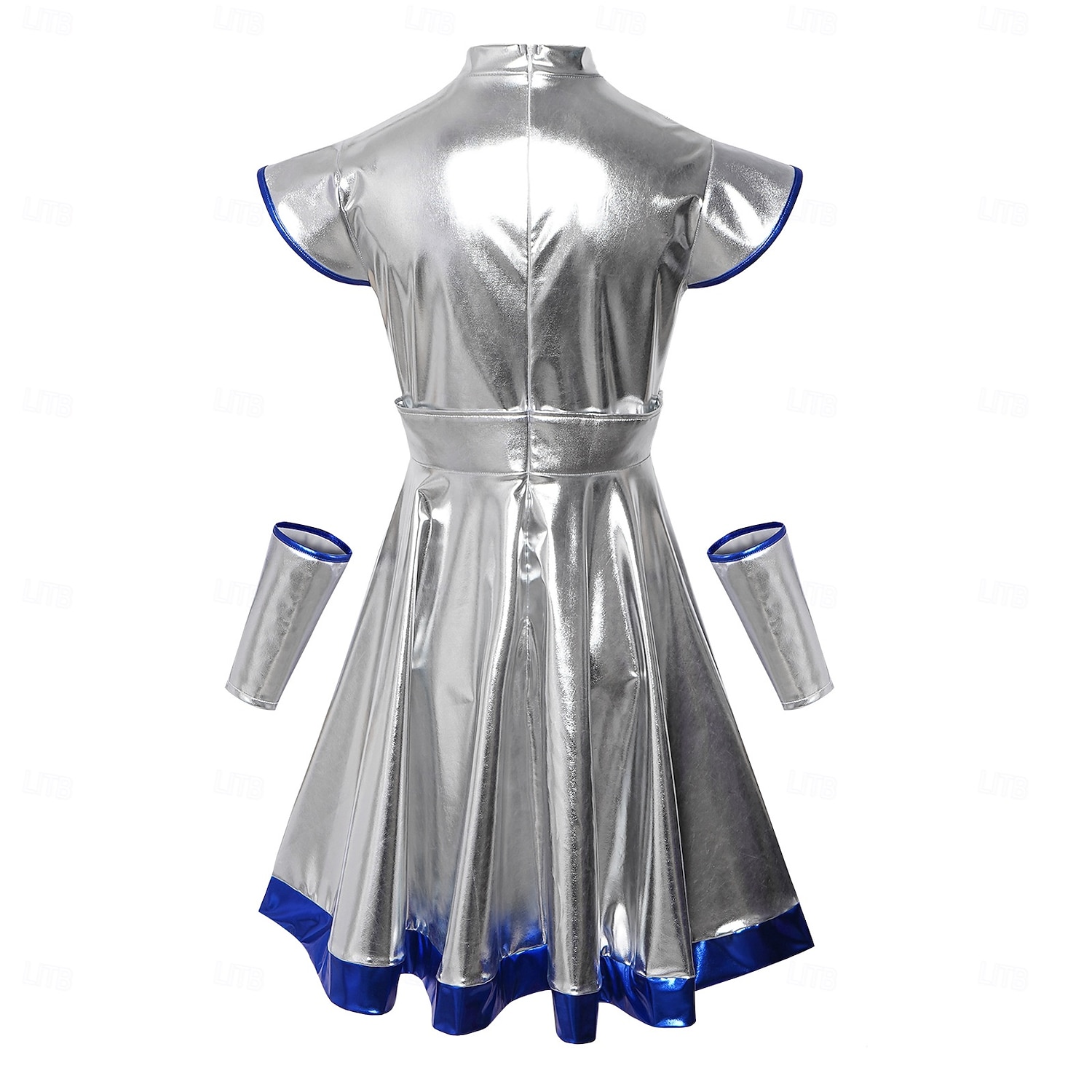 Halloween Costume Ideas Silver Metal Dress Costumes Dress Fancy Costume Alien Space Girl Cosplay Shiny Latex Patent Metallic Kid's Adults' Women's Halloween Carnival Party Performance Easy Halloween 