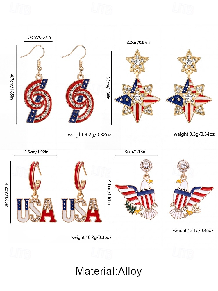 Women's Patriotic Commemorative Earrings, Alloy 4th of July & America 250 Holiday Drop Earrings, Multi Style Red White Blue Statement Earrings for Parade Party Celebration 2026 - $11.99 –P9