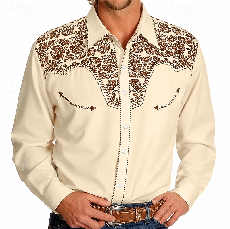Clássico Retro Vintage Blusa / Camisa Cowboy do Oeste 3D Fantasia Homens Baile de Máscaras Dia a Dia Festa de Solteira Adulto Camisa de 2026 por $21.99 –P1