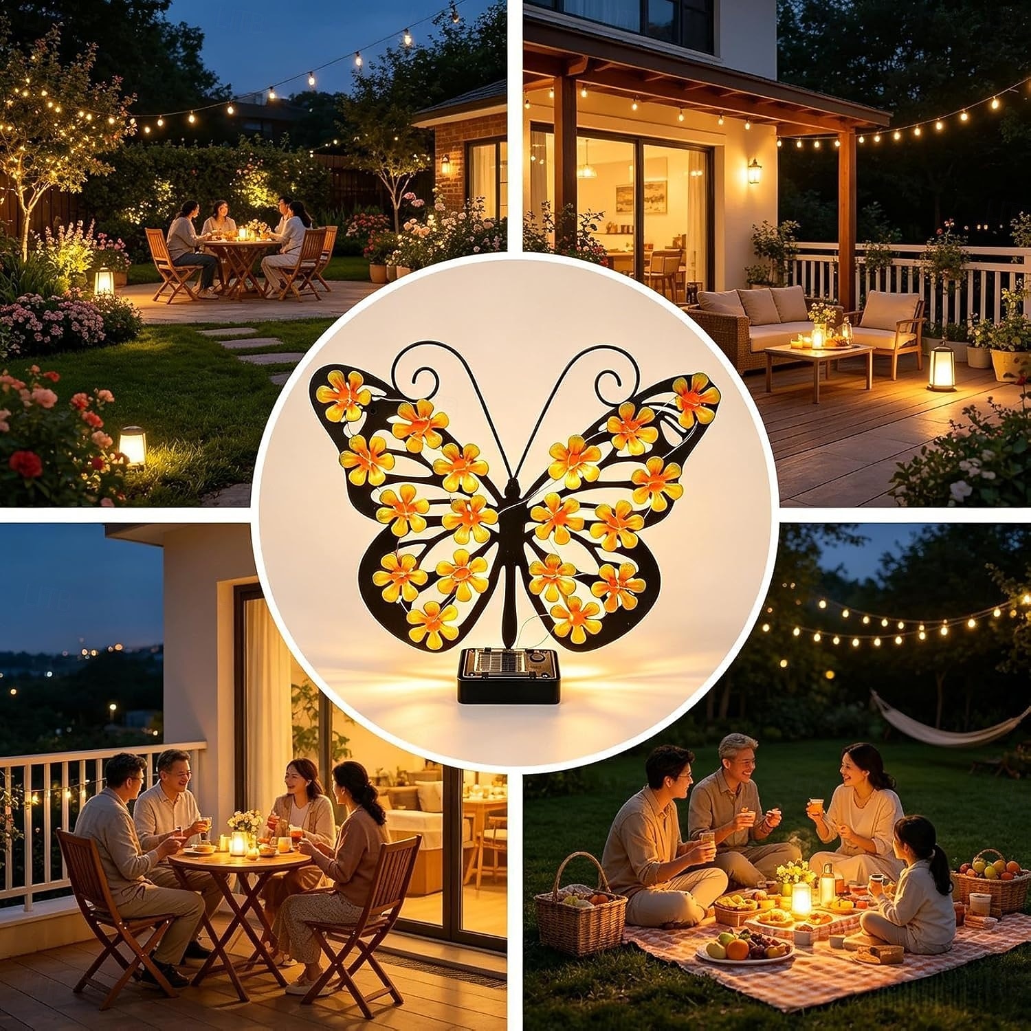 Lampă fluture pentru exterior, decor de perete impermeabil cu energie solară, lampă LED peisagistică, ornament pentru gard de grădină, iluminare ambientală delicată pentru terasă/curte 2026 - $15.99 –P5