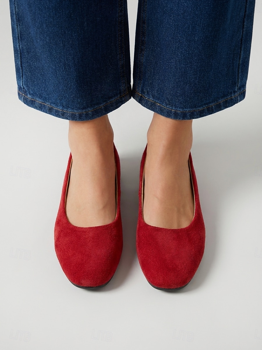 Women's Red Classic Ballet Flats – Soft Faux Suede Slip-On Shoes with Cushioned Insole, Lightweight Flexible Sole and All-Day Comfort for Office, Work, Travel and Casual Wear 2026 - $18.99 –P2
