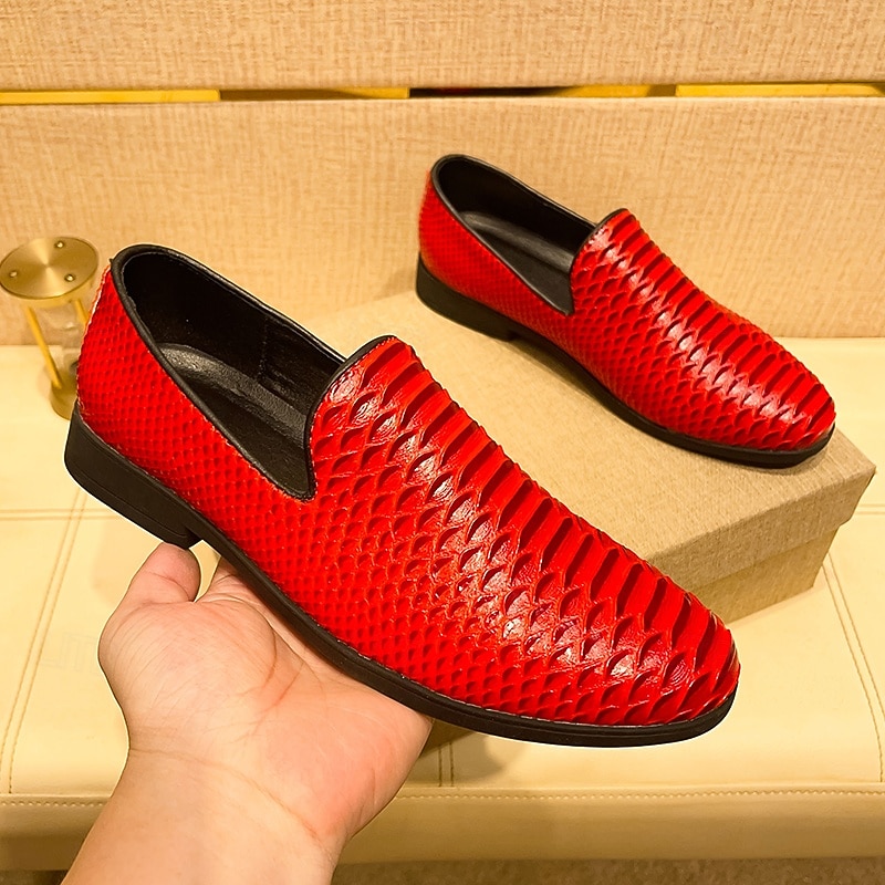 Rote Herren-Loafer mit Struktur, elegante Slipper zum Hineinschlüpfen, modische Schuhe für Hochzeiten, Partys, Clubbesuche und Abendveranstaltungen 2026 - $42.99 –P2