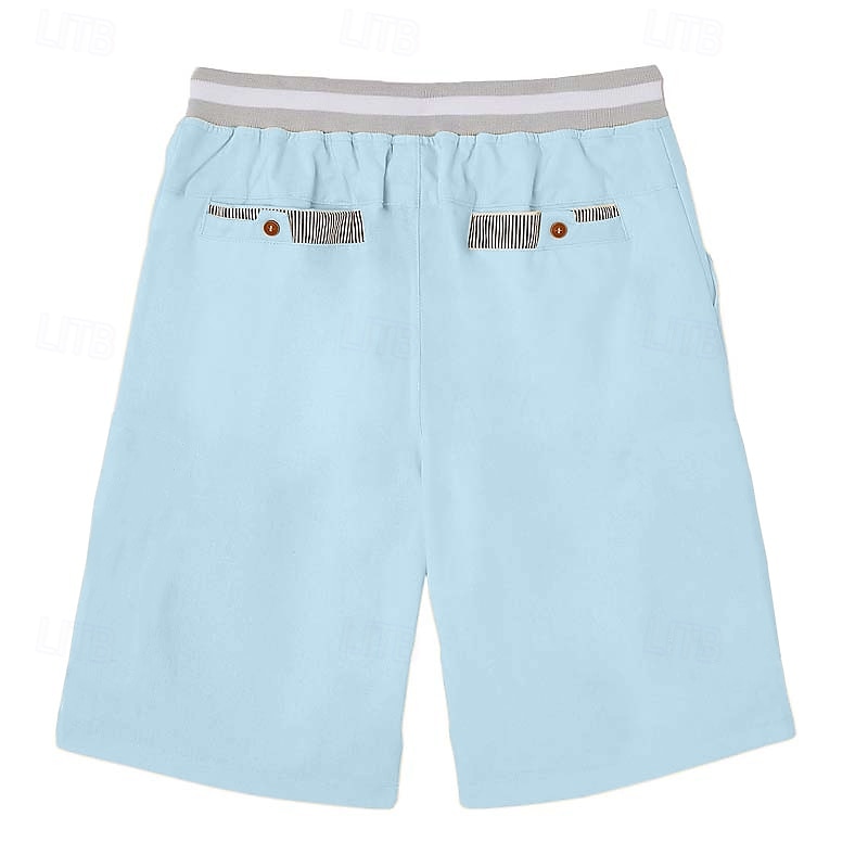 Hombre Pantalón corto Pantalones cortos de lino Pantalones cortos de verano Pantalones cortos de playa Correa Bolsillo Cintura elástica Color sólido Bloque de color Un Color Comodidad Transpirable 2026 - $27.99 –P5