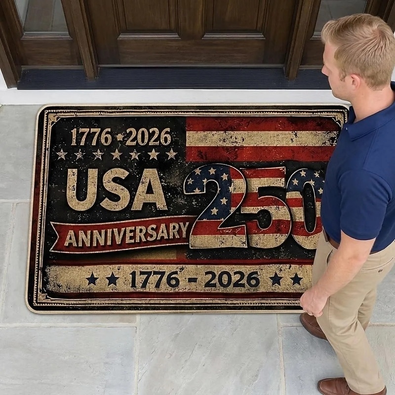 Zerbino per il 250° anniversario degli Stati Uniti (1776-2026), 80x50 cm, zerbino patriottico per il 250° anniversario dell'America, zerbino per il quindicesimo anniversario, tappeto decorativo con del 2026 a $18.99 –P3