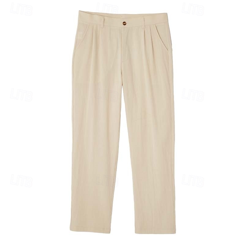 Herren Hose aus Baumwollleinen Hose Sommerhose Baggy-Hosen Strandhose Tasche Einfarbig Komfort Atmungsaktiv Volle Länge Lässig Täglich Outdoor Urlaub Mode Blau Schwarz Unelastisch 2026 - $29.99 –P10
