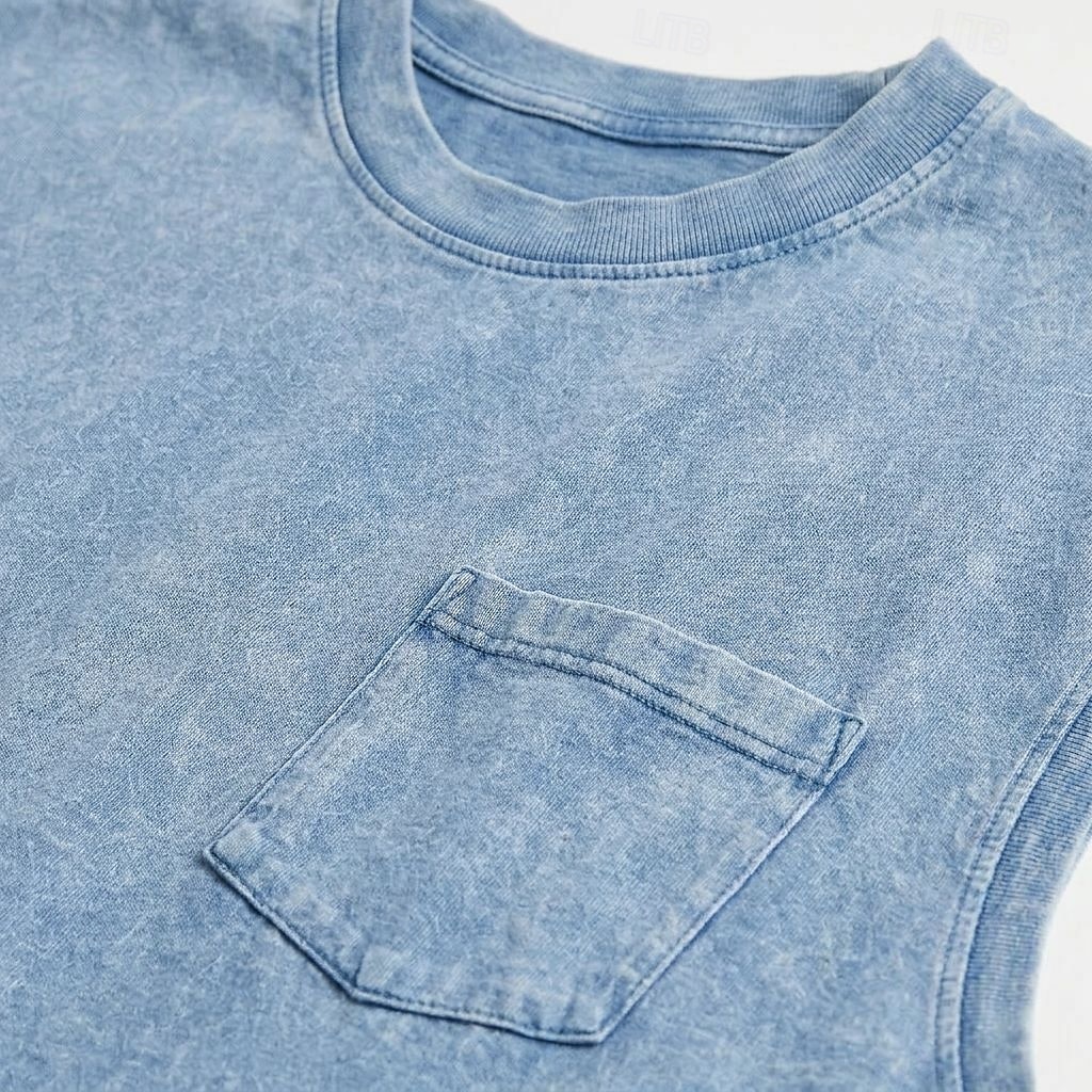 Men's Tank Top Vest Top 100% Cotton Acid Wash Shirt Sleeveless Crew Neck Hooded Zip Summer Spring Plain Fashion Designer Basic Plain Casual Vacation Street Black Purple Light Blue Top Tee for Men 2026 - $31.99 –P4