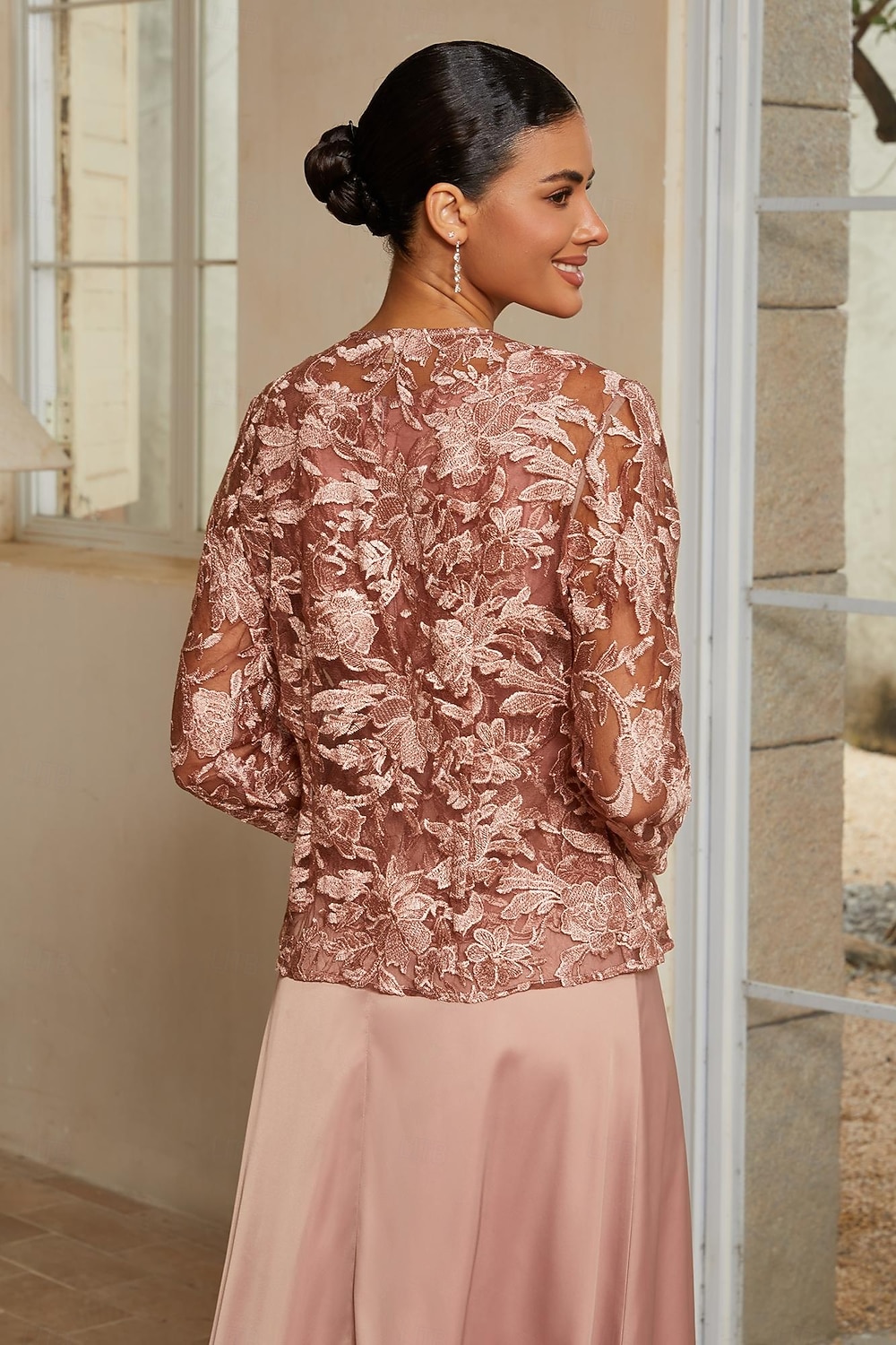 Women's A-Line 2-Piece Dress Sets Cocktail Dress Wedding Guest Dress Tea Length Crew Neck Sleeveless 3/4 Length Sleeve Illusion Sleeve Elegant Mother Of The Bride with Satin Lace Floral Combo Splicing 2026 - $139.99 –P10