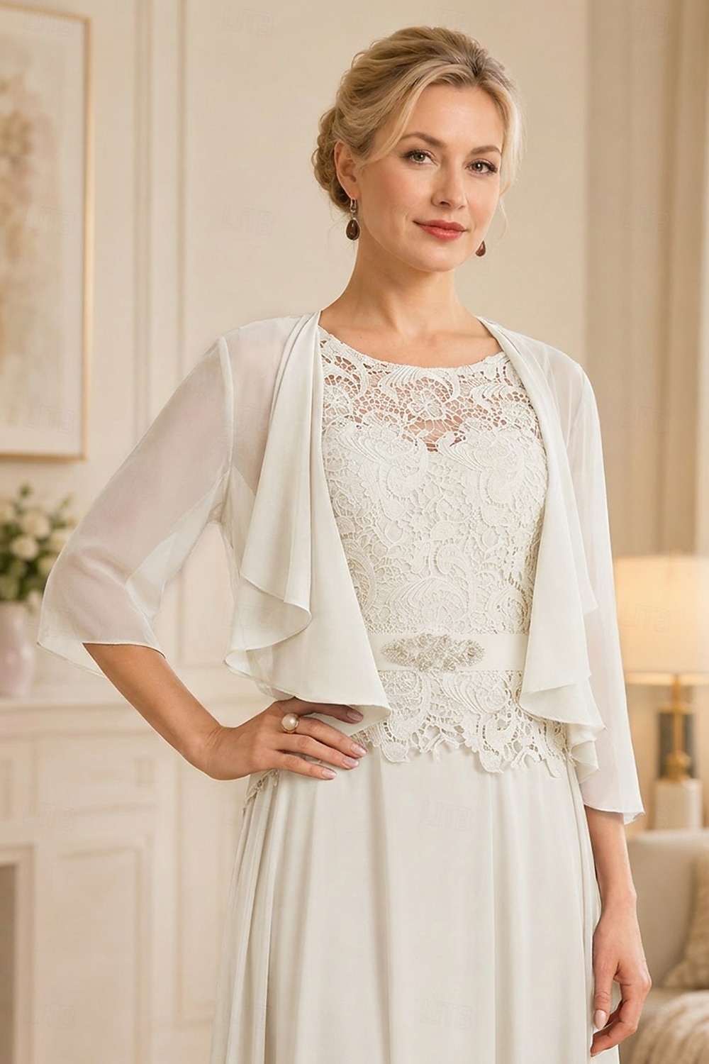 scialli per ospiti di nozze avvolgere le donne impacchi per la madre puro elegante chiffon a mezza manica impacchi da sposa con balze per la festa primaverile&amp; estate del 2026 a $45.99 –P6