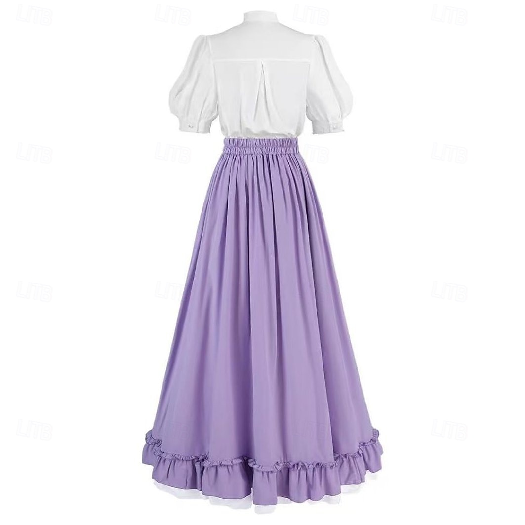 Setti Retro / vintage Renessanssi Cottagecore Epäsymmetrinen Nilkkapituinen Hameet Pusero / hame Pitkähihainen Lempeä nainen Naamiaispuku Naisten Fantasia Karnevaali Juhla Renessanssin messut Aikuiset 2026 - $92.99 –P9
