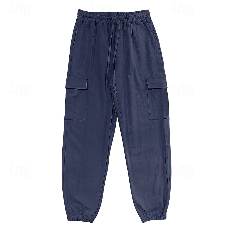 Voor heren Cargohosen Linnen broek Broek Korte broek Zomerbroek Trekkoord Meerdere zakken Elastisch manchet Effen Comfort Ademend Volledige lengte Casual Dagelijks Feestdagen Vakantie Modieus blauw 2026 - $25.99 –P1