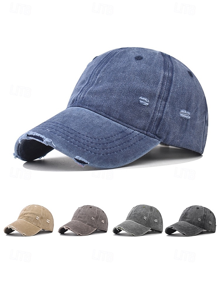 férfi vintage mosott, kopott pamut baseballsapka, állítható apuka sapka, többszínű retro alkalmi kültéri sapka utazáshoz, túrázáshoz, horgászathoz, mindennapi viselethez 2026 - $11.99 –P5