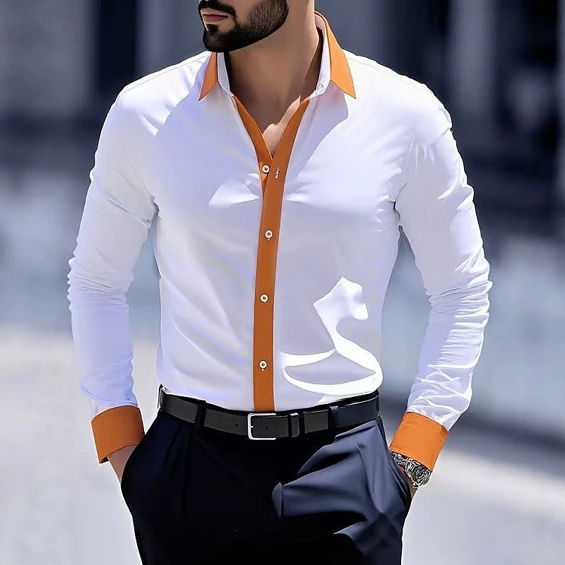 Per uomo Camicia Camicia elegante Camicia con Bottoni Blocco di colori Quotidiano Affari Blu Blu chiaro Arancione Marrone Manica Lunga Collo ripiegato Primavera Tutte le stagioni Abbigliamento del 2026 a $24.99 –P7
