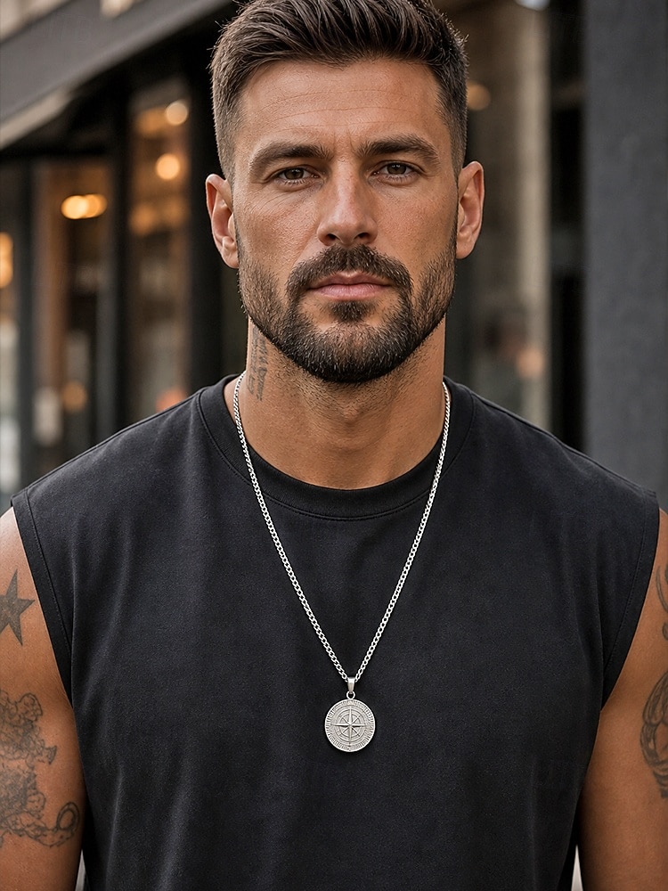 Collier pendentif boussole viking pour homme, chaîne gourmette en acier inoxydable, bijou talisman nautique vintage, or, argent, noir de 2026 ? $11.99 –P1