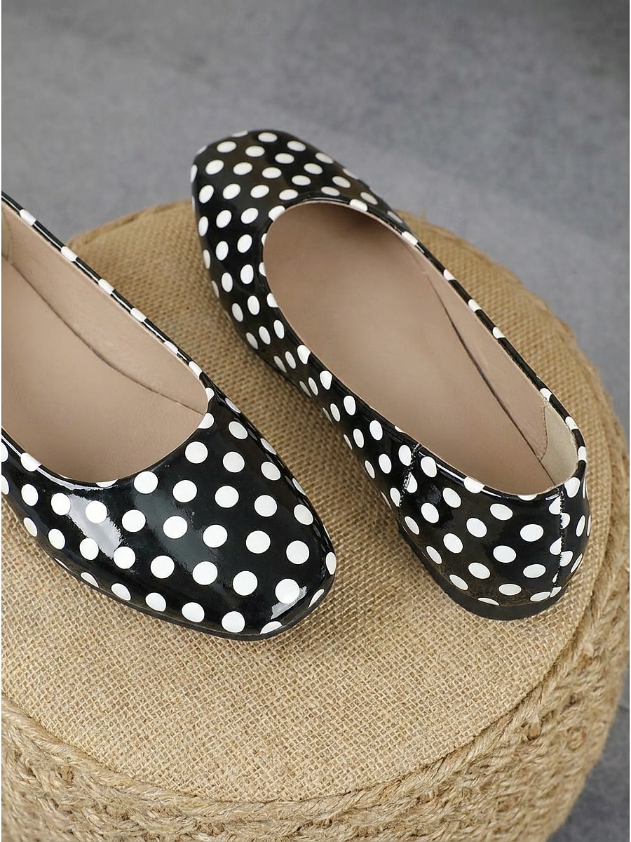 Women's Daily Flat Heel Square Toe Fashion Faux Leather Loafer Black White 2026 - $29.99 –P4