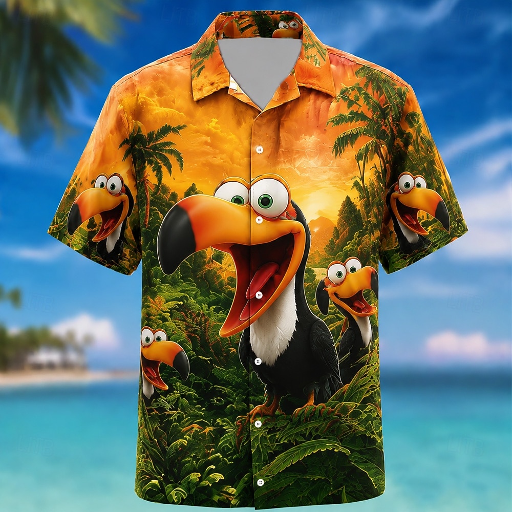 Men's Parrot Coconut Palm Tropical Plants Summer Hawaiian Shirt Tropical Shirts Aloha Shirt Short Sleeve Hawaiian Daily Beach Vacation Wear Summer Spring Turndown 3D Print Button Up Shirts Blue 2026 - $25.99 –P3