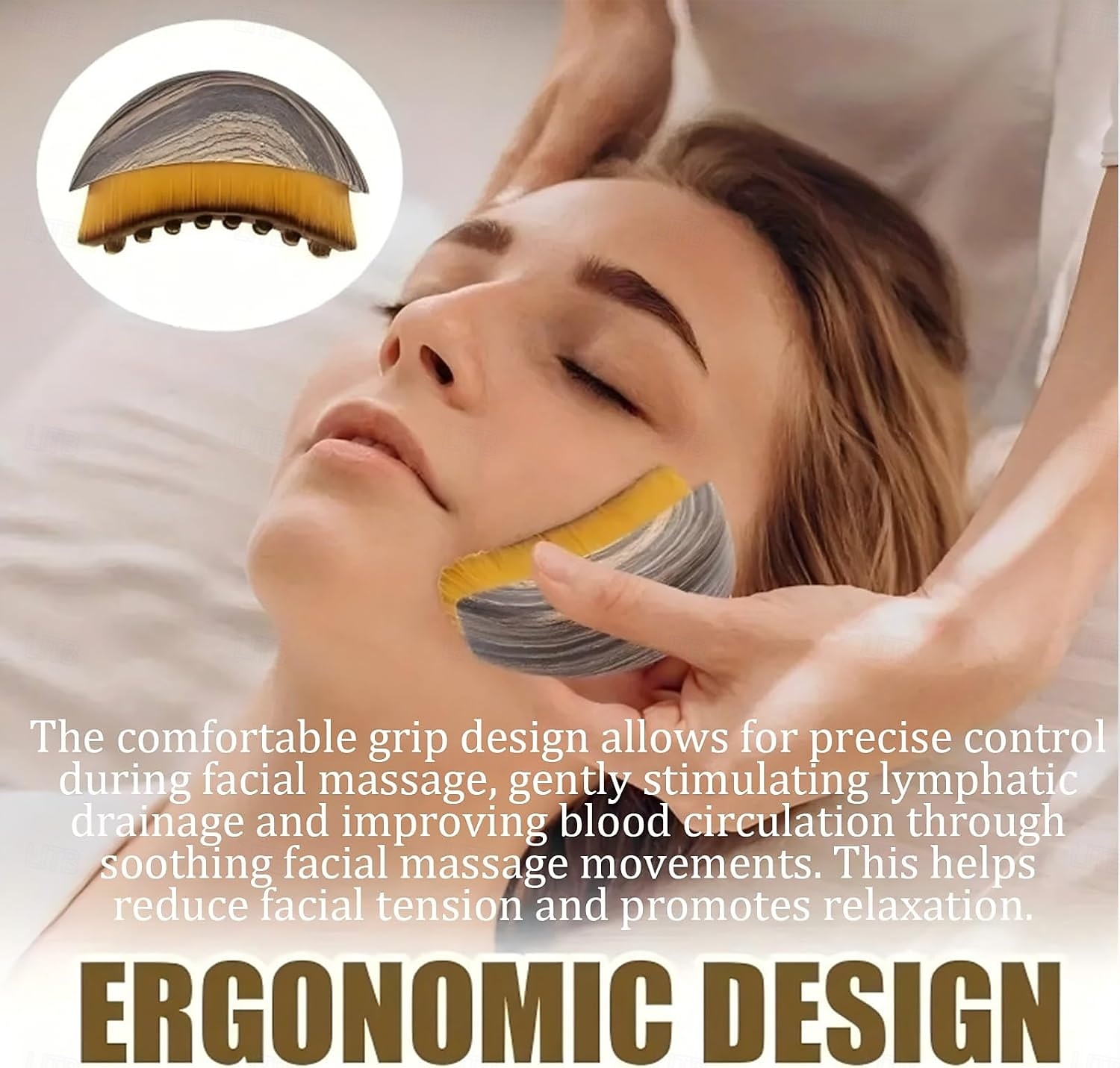 Lymfekliercontourborstel voor het gezicht, gebogen foundationborstel voor het contouren van de kaaklijn, facelift &contourborstel voor make-up, vermindert wallen. &Professionele gezichtsmassagetool 2026 - $11.99 –P7