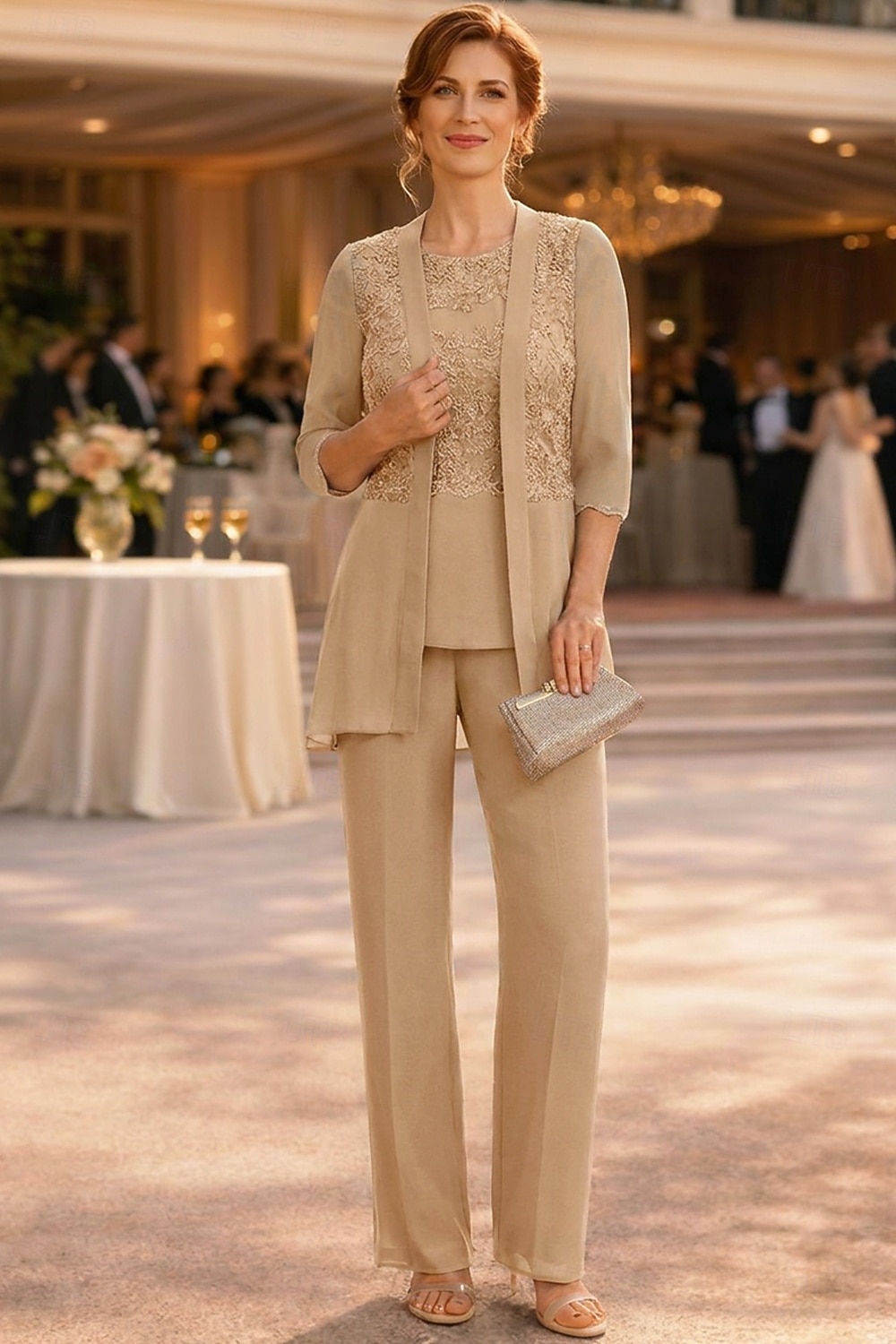 Pantsuit Ankle Length Mother of the Bride Dress Half Sleeve Crew Neck Elegant Vintage Formal Wedding Guest with Solid Color 2026 - $183.99 –P4