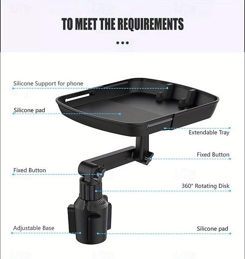 Car Cup Holder Tray with Adjustable 360 Swivel Arm - Universal Car Food Tray for Eating & Drinking, Expandable Cup Holder Expander Table with Phone Slot, Car Road Trip Essentials for Driver Passenger 2026 - $20.99 –P6
