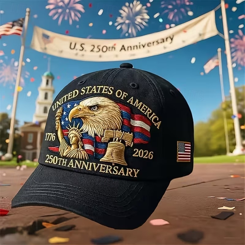 Cappello per il 250° anniversario degli Stati Uniti, berretto da baseball commemorativo 1776-2026, cappello patriottico americano 250 con aquila calva, campana della libertà e statua della libertà del 2026 a $13.99 –P5