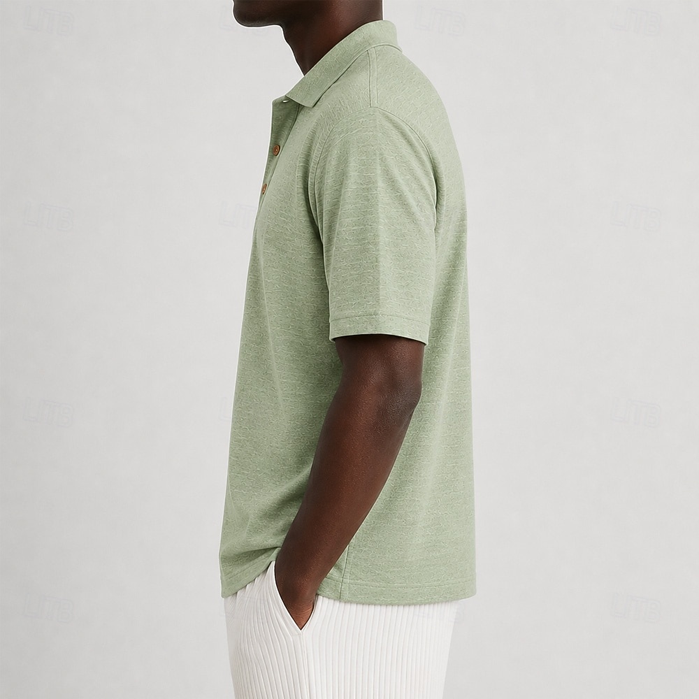 Homens Camisa de linho Camisas Polo Casual Férias Clássico Manga Curta Férias Moda Tecido Textura Botões Verão Primavera Azul Verde Camisa de linho de 2026 por $35.99 –P7