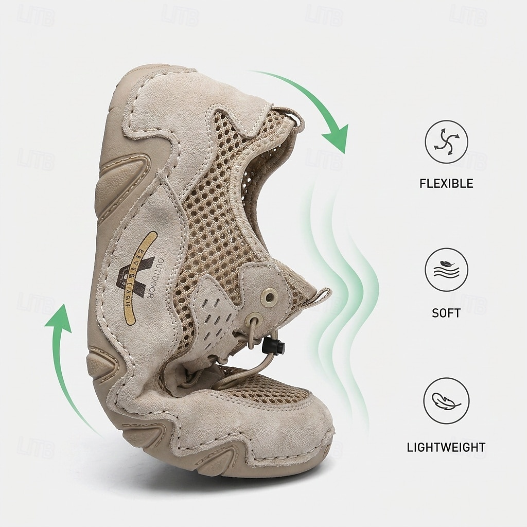 Scarpe da ginnastica da uomo beige in mesh – scarpe casual traspiranti e leggere, comode calzature da esterno per viaggi, passeggiate e uso quotidiano del 2026 a $46.99 –P2