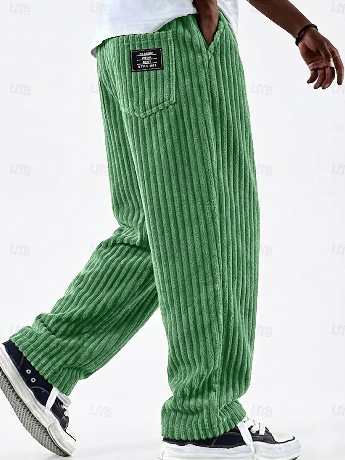 Hombre Pantalones cargo Pantalones Pantalones de Pana Pantalones casuales Pantalones anchos Correa Retazos Bolsillo con cremallera Color sólido Comodidad Longitud total Casual Diario Exterior Moda 2026 - $33.99 –P1