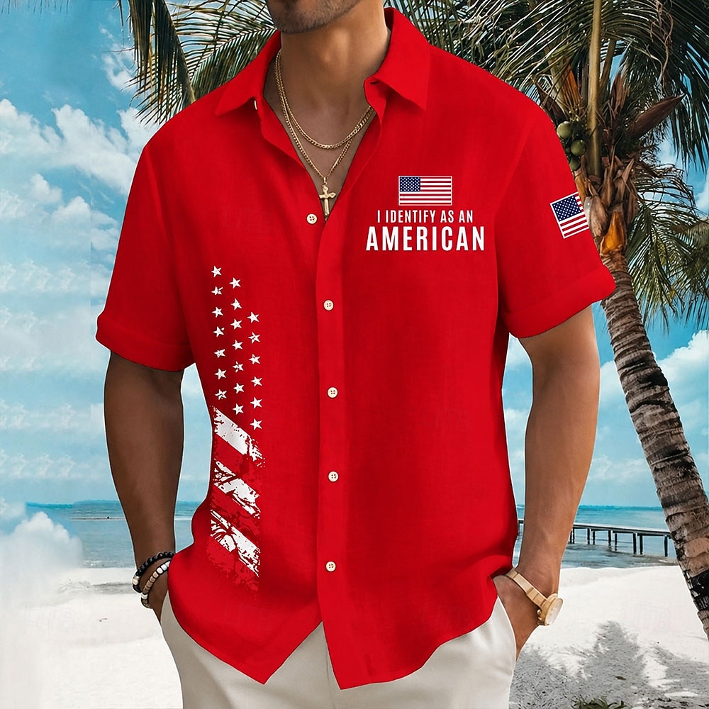 Camicia a maniche corte con bottoni della bandiera americana patriottica 1776 2026 per il 250° anniversario degli uomini del 2026 a $25.99 –P1