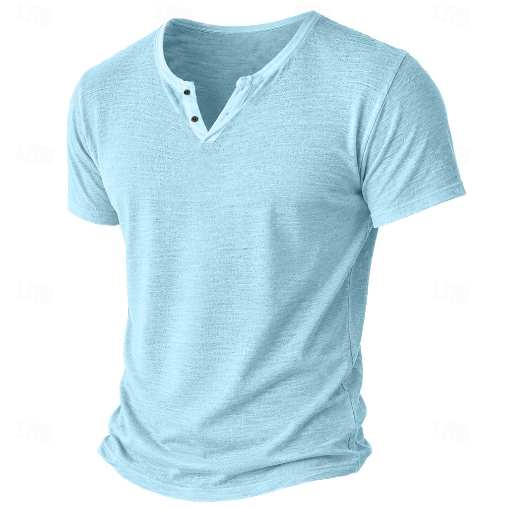 Hombre Camiseta Camiseta de punto Camiseta superior Manga Corta Escote en Pico Verano Color sólido Moda Ligeras Básico Puro Casual Vacaciones Calle Azul Piscina Negro Verde Claro Camiseta superior 2026 - $17.99 –P3