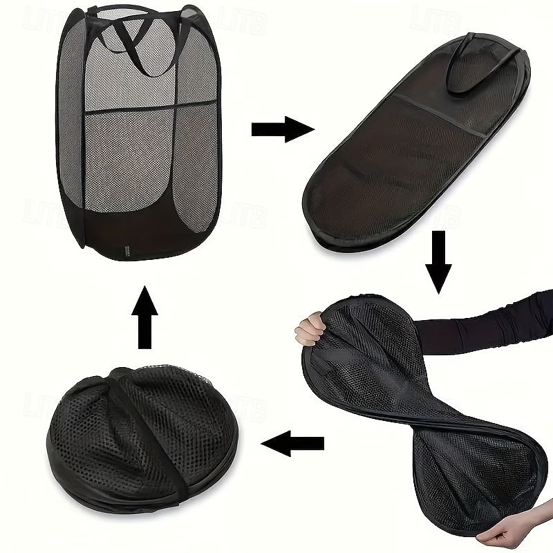 Coș de rufe pliabil din plasă, coș de depozitare de mare capacitate, fără căptușeală, cu mânere ergonomice, economisește spațiu &portabil, ideal pentru spălătorie, dormitor, baie, living, organizarea 2026 - $11.49 –P7