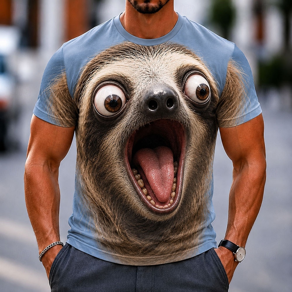 Herre Dyr Dovendyr T skjorte Kortermet T skjorte 3D-utskrift Crew-hals Skjorte Morsom Avslappet Daglig Gate Blå Grønn Kakifarget Sommer Vår Klær S M L XL 2XL 3XL 2026 - $19.99 –P1