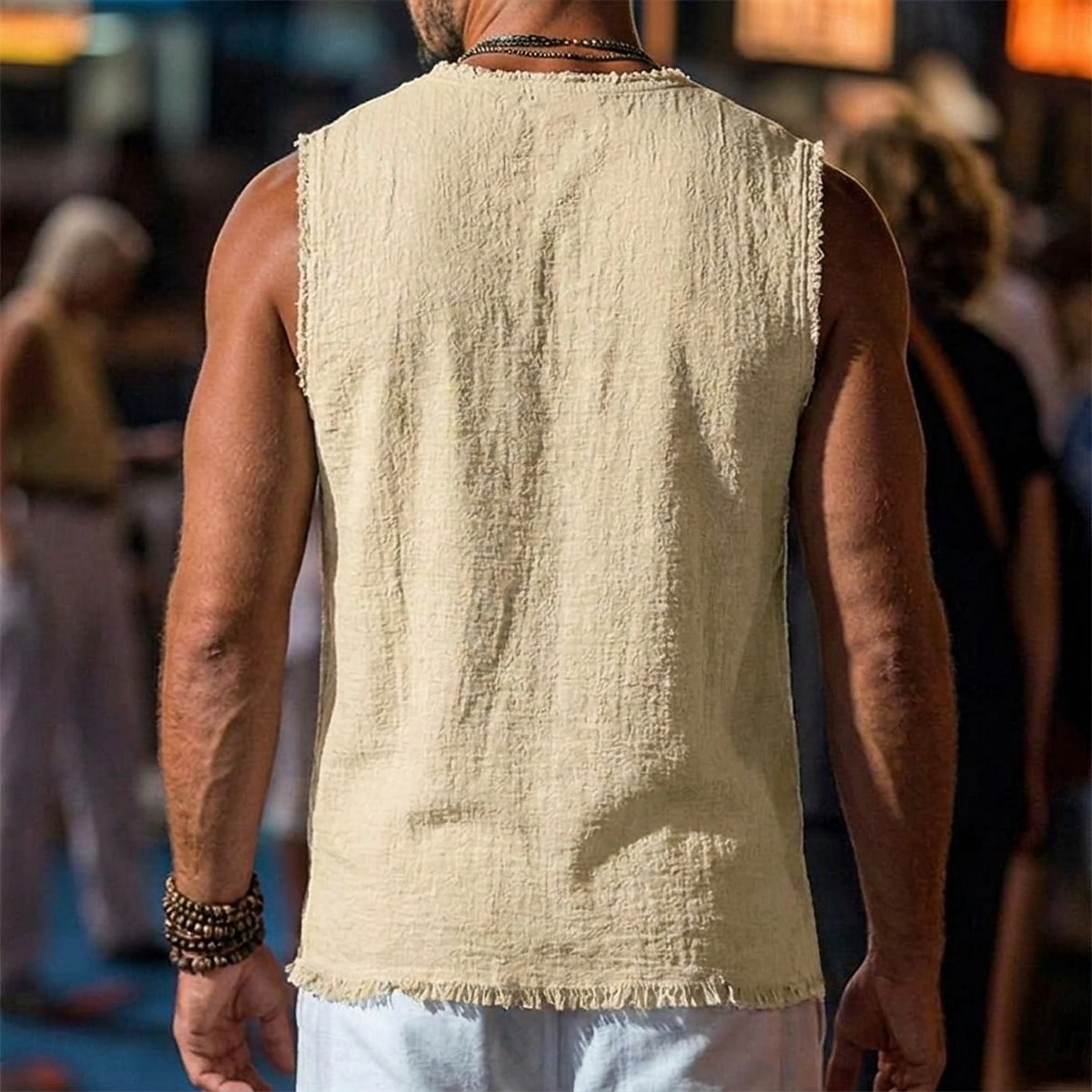 Men's Linen Tank Top Sleeveless Shirt Sleeveless V Neck Spring & Summer Summer Plain Fashion Designer Basic Soft Raw Edge Casual Beach Vacation Blue Black Red Top Tee for Men 2026 - $19.99 –P2