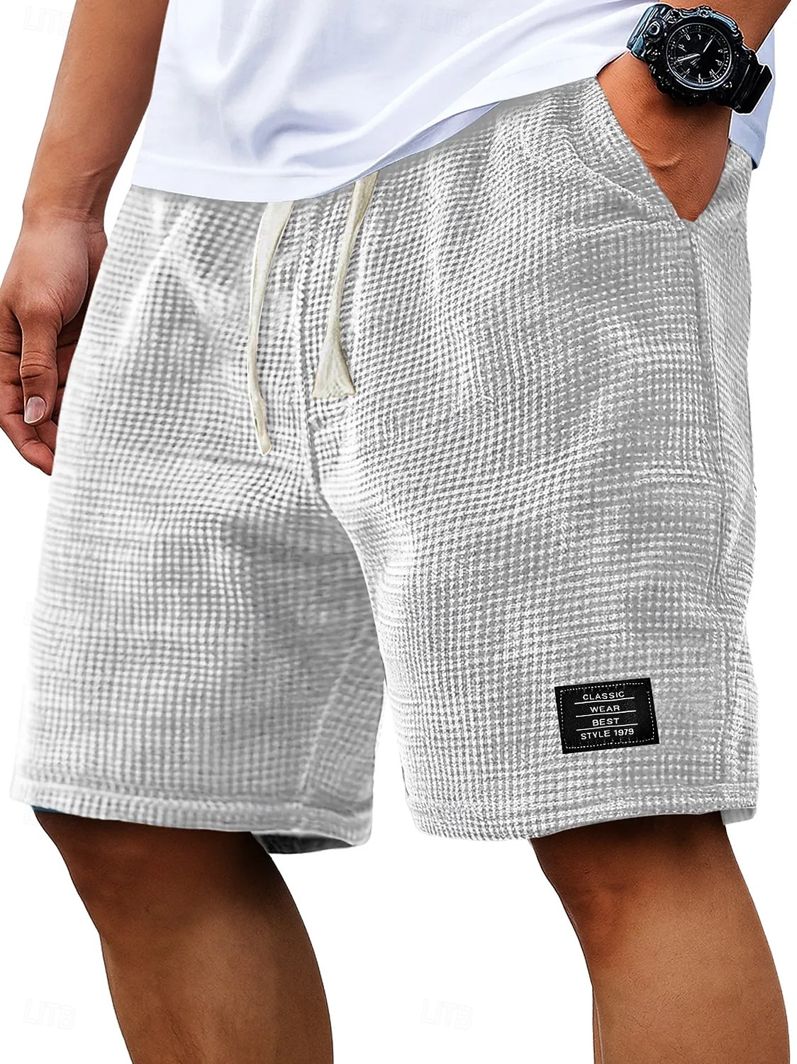 Voor heren Wafel korte broek Korte broek Zomer korte broeken Strandshorts Casual korte broek Trekkoord Elastische taille Kleurenblok Effen Kleur Met Textuur Comfort Korte Casual Dagelijks Buiten 2026 - $26.99 –P1