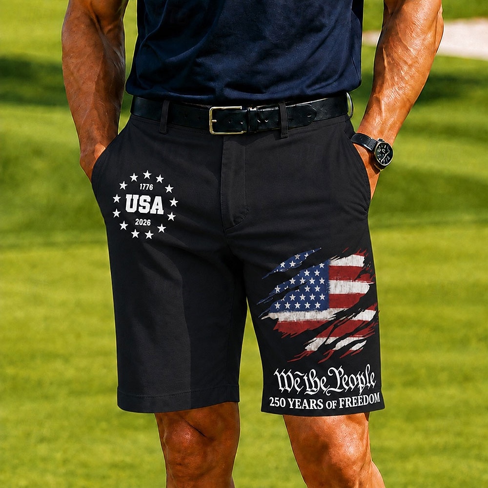 4 de julio de 2026, 250 aniversario Hombre Estrella Bandera estadounidense de los Estados Unidos 1776 Bermudas Pantalones cortos casuales Shorts de golf Media cintura Informal de negocios Trabajo 2026 - $25.99 –P3