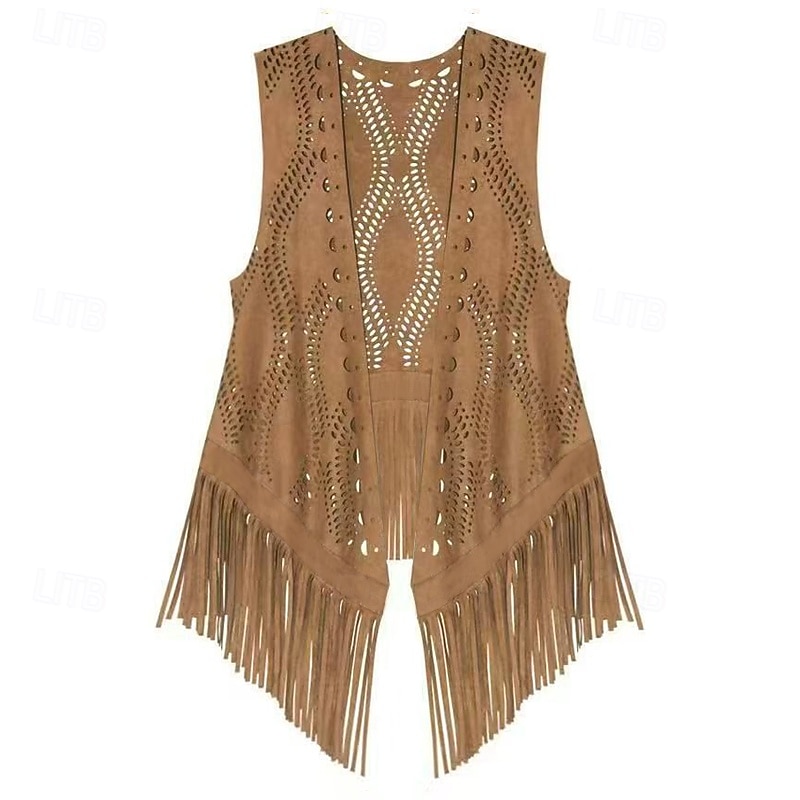 Retro Vintage Anos 70 Discoteca Colete de camurça Sem Mangas Hippie Discoteca Franjas Fantasia Mulheres Dia Das Bruxas Carnaval Baile de Máscaras Festival de Música Espetáculo Parada do Orgulho Adulto de 2026 por $40.99 –P1