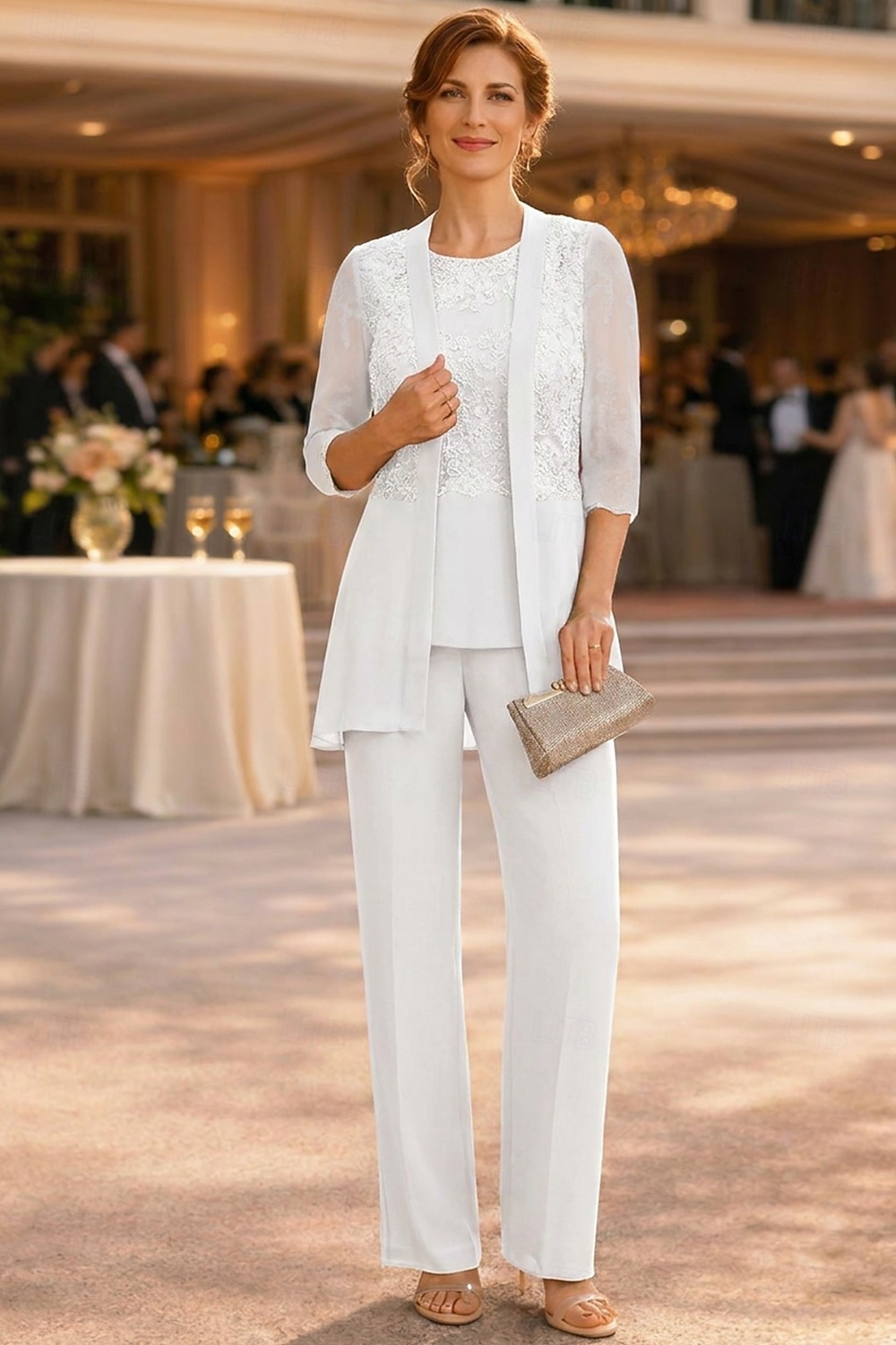 Pantsuit Ankle Length Mother of the Bride Dress Half Sleeve Crew Neck Elegant Vintage Formal Wedding Guest with Solid Color 2026 - $183.99 –P7