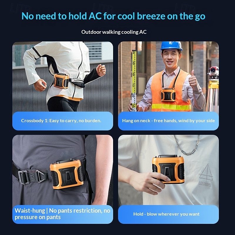 Tragbarer Hüftventilator mit doppeltem Luftstrom, am Gürtel tragbarer Ventilator für freihändige Kühlung, USB-wiederaufladbarer 2-in-1-Ventilator mit LED-Licht für Outdoor-Arbeit, Bauarbeiten, Camping 2026 - $45.99 –P8