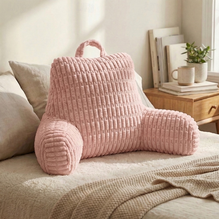 Pernă ergonomică de citit cu cotieră, pernă mare cu suport lombar din fleece pentru spătarul patului, pentru canapea extensibilă, citit la birou &vizionarea televizorului 2026 - $91.99 –P8