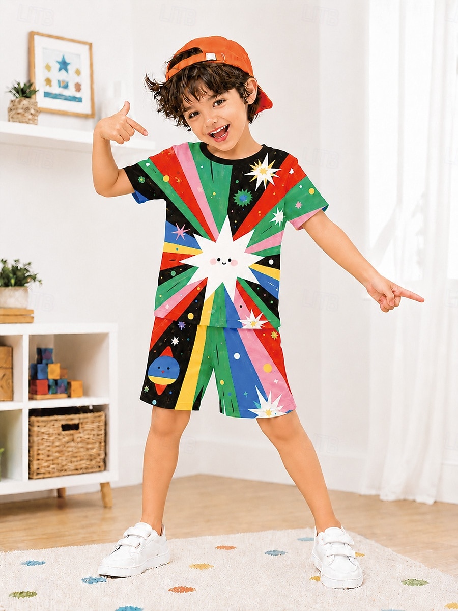 Boys' 3D Graphic Football Pajamas Tee & Pants Pajama Sets Tee & Shorts Pajama Sets Short Sleeve 3D Print Summer Active Fashion Daily Kids Toddler Boys 3-12 Years Crew Neck Home Indoor Causal Regular 2026 - $18.49 –P6